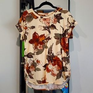 Fall floral high low blouse